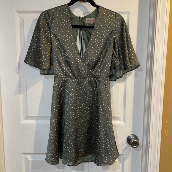 Dresses & Skirts - Sage, green polkadot, mini dress